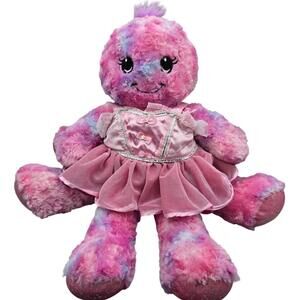 BUILD A BEAR OCTOPUS 18” PINK/PURPLE/BLUE TIE DYED PLUSH SPARKLES + DRESS